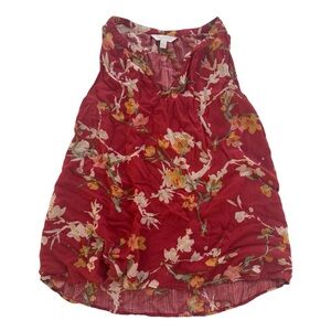 a:glow Size S-mat Floral Rayon Sleeveless V-neck A-line Blouse Tank Top